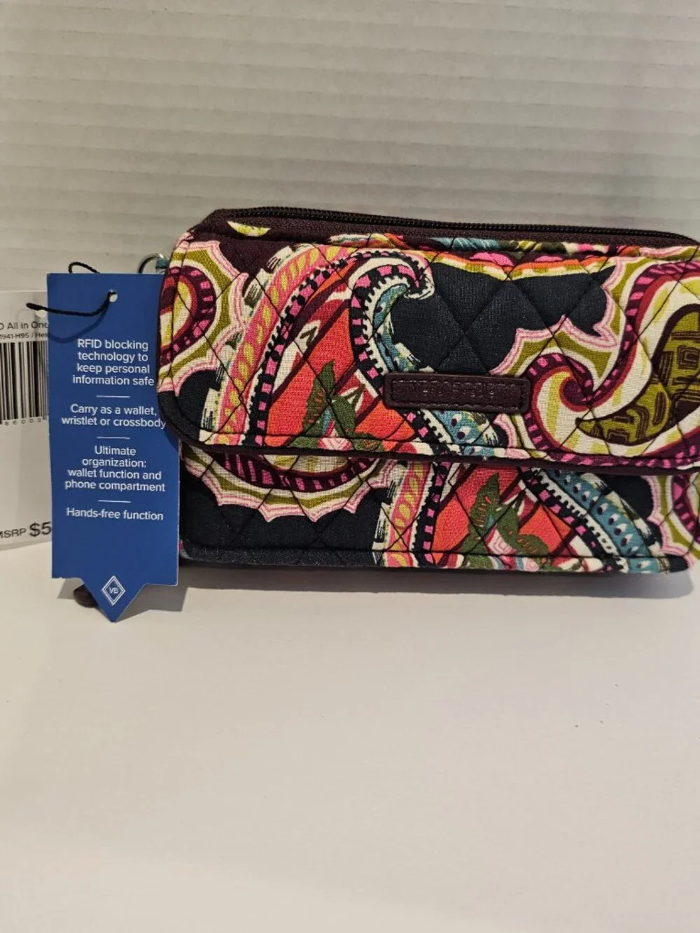 NWT Vera Bradley RFID All in One Crossbody Heirloom Paisley Wristlet Wallet